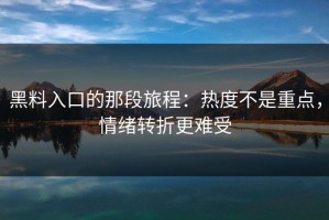 黑料入口的那段旅程：热度不是重点，情绪转折更难受