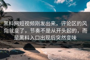 黑料网短视频刚发出来，评论区的风向就变了，节奏不是从开头起的，而是黑料入口出现后突然变味