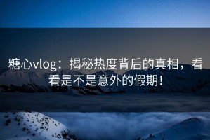 糖心vlog：揭秘热度背后的真相，看看是不是意外的假期！