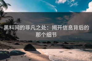 黑料网的非凡之处：揭开信息背后的那个细节