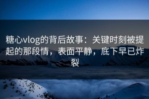 糖心vlog的背后故事：关键时刻被提起的那段情，表面平静，底下早已炸裂