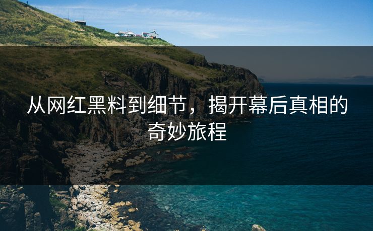 从网红黑料到细节，揭开幕后真相的奇妙旅程
