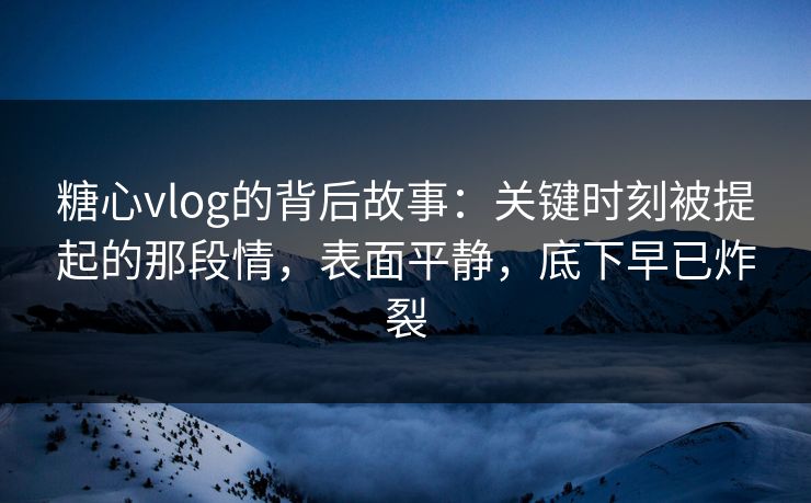 糖心vlog的背后故事：关键时刻被提起的那段情，表面平静，底下早已炸裂