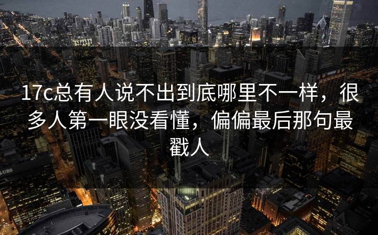 17c总有人说不出到底哪里不一样，很多人第一眼没看懂，偏偏最后那句最戳人