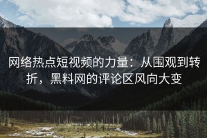 网络热点短视频的力量：从围观到转折，黑料网的评论区风向大变