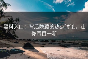 黑料入口：背后隐藏的热点讨论，让你耳目一新